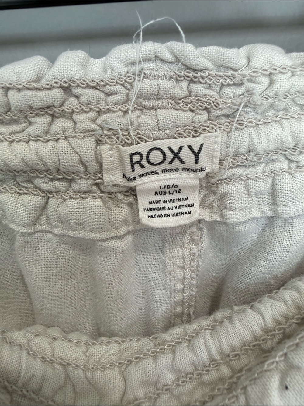 Roxy Oceanside linen-blend pants in cream size large - Picture 3 of 7